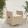 vidaXL Reclining Garden Chair with Cushions Beige Poly Rattan