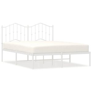 vidaXL Metal Bed Frame without Mattress with Headboard White 135x190cm