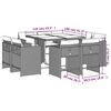 vidaXL 17 Piece Garden Dining Set with Cushions Grey Poly Rattan