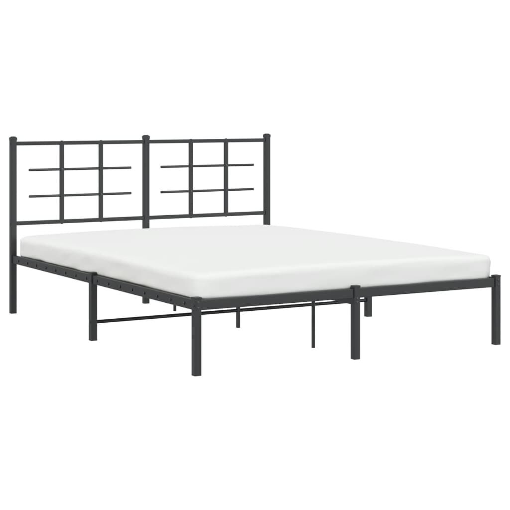vidaXL Metal Bed Frame without Mattress with Headboard Black 150x200cm