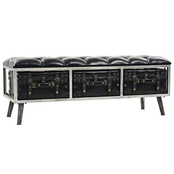 vidaXL Storage Bench 110 cm Black Faux Leather