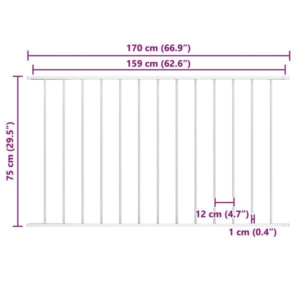 vidaXL Fence Panel Powder-coated Steel 1.7x0.75 m White