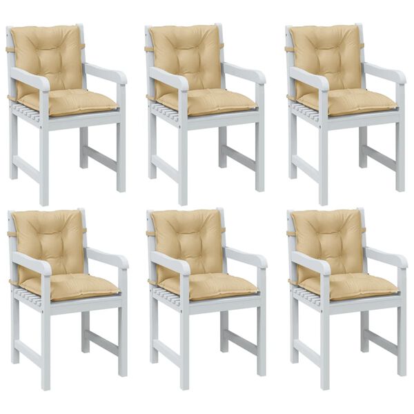 vidaXL Lowback Chair Cushions 6 pcs Melange Beige 100x50x7 cm Fabric