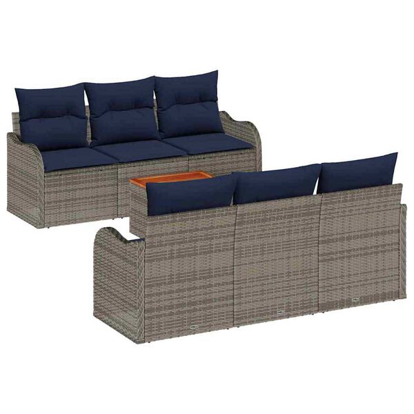 vidaXL Garden Sofa Set 7 pcs Grey Poly rattan