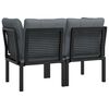 vidaXL Garden Corner Chairs with Cushions 2 pcs Black&Grey Poly Rattan