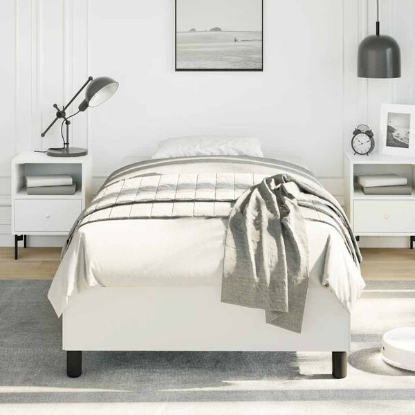 vidaXL Bed Frame without Mattress White 100x190 cm Twin Faux Leather