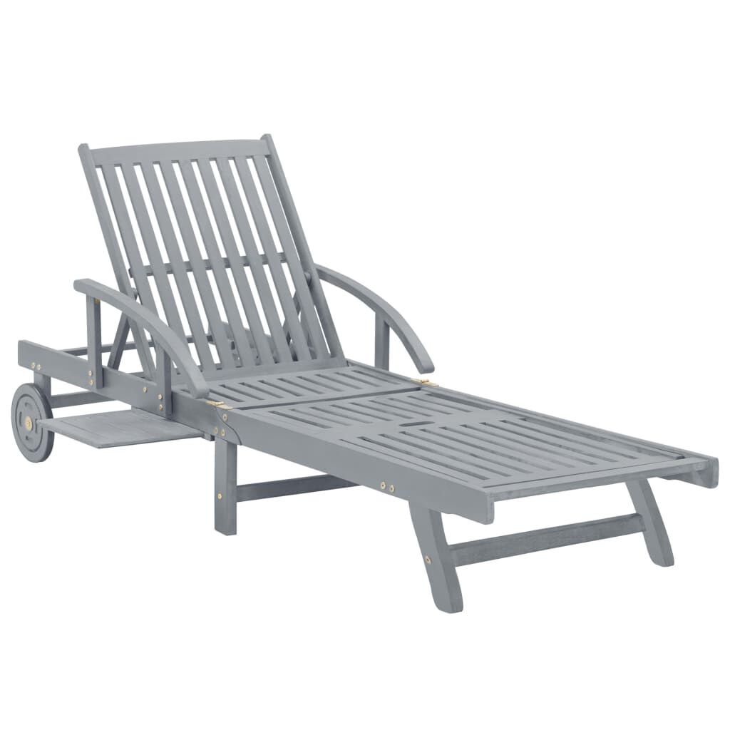vidaXL Garden Sun Lounger with Cushion Solid Acacia Wood