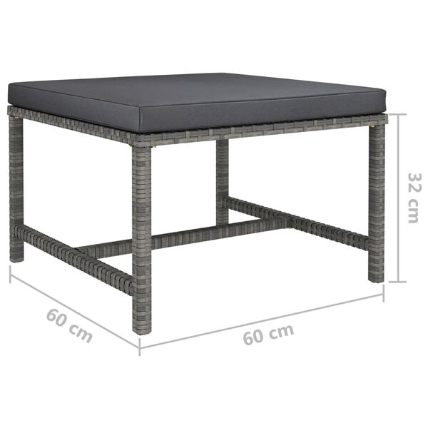 vidaXL 4 Piece Garden Lounge Set with Cushions Poly Rattan Grey