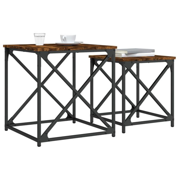 vidaXL Nesting Coffee Tables 2 pcs Smoked Oak Engineered Wood