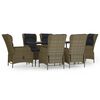 vidaXL 7 Piece Garden Dining Set Brown Poly Rattan