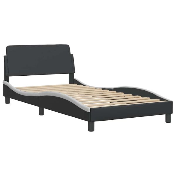 vidaXL Bed Frame "Dover" Black and White 100x190 cm Faux Leather