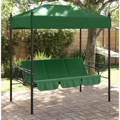 vidaXL Garden Swing Bench with Canopy Green Steel