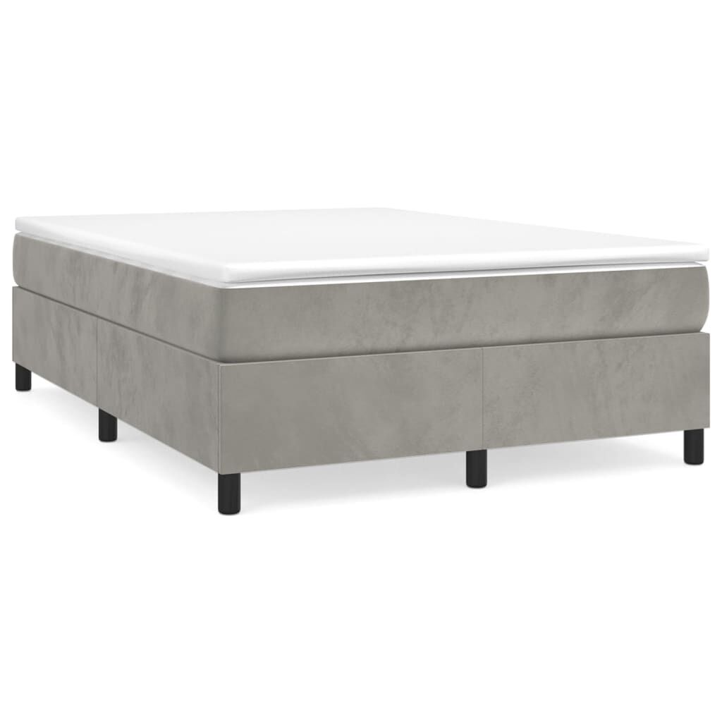vidaXL Box Spring Bed with Mattress Light Grey 137x190 cm Full Velvet
