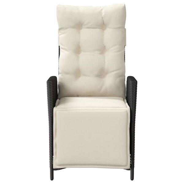 vidaXL Reclining Garden Chair with Footrest Black Poly Rattan