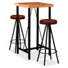 vidaXL Bar Set 3 Pieces Solid Wood Acacia and Genuine Leather