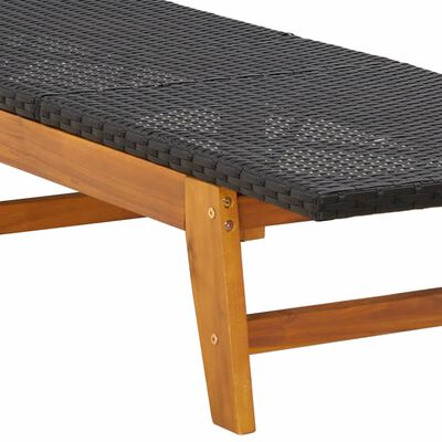 vidaXL Sun Loungers 2 pcs Black and Brown Poly Rattan&Solid Wood Acacia