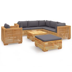 vidaXL 8 Piece Garden Lounge Set with Cushions Solid Teak Wood