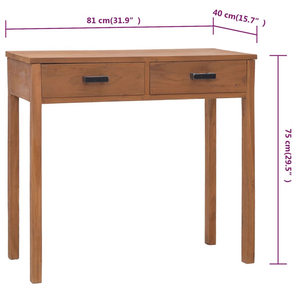 vidaXL Office Desk 81x40x75 cm Solid Teak Wood