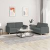 vidaXL 2 Piece Sofa Set with Cushions Dark Grey Fabric
