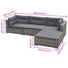 vidaXL 5 Piece Garden Lounge Set with Cushions Poly Rattan Grey