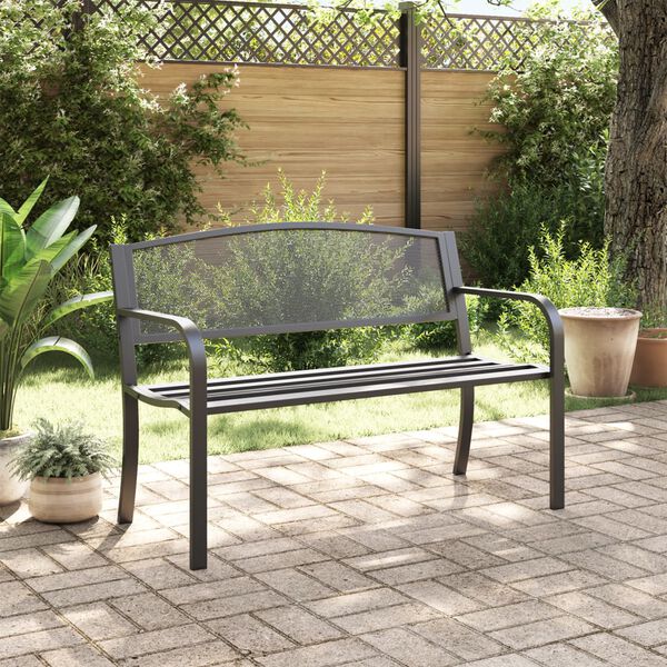 vidaXL Garden Bench 119 cm Black Steel