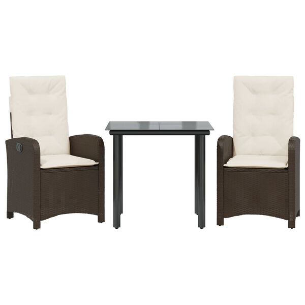 vidaXL 5 Piece Garden Dining Set with Cushions Brown Poly Rattan