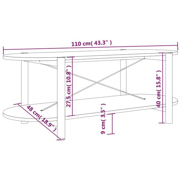 vidaXL Coffee Table Black 110x48x40 cm Engineered Wood