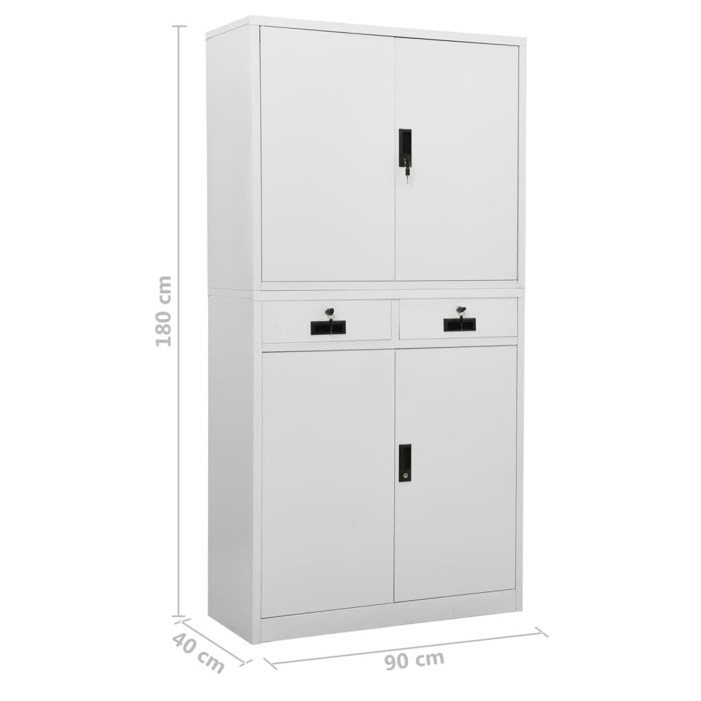 vidaXL Office Cabinet Light Grey 90x40x180 cm Steel
