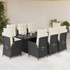 vidaXL 9 Piece Garden Dining Set with Cushions Black Poly Rattan