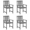 vidaXL Garden Chairs with Cushions 4 pcs Grey Solid Acacia Wood