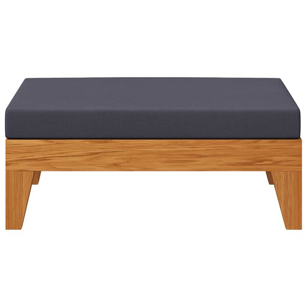 vidaXL Sectional Footrest with Dark Grey Cushion Solid Acacia Wood