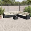 vidaXL 10 Piece Garden Sofa Set with Cushions Black Poly Rattan