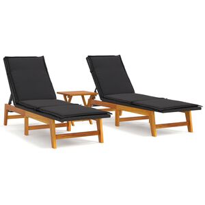 vidaXL 3 Piece Garden Lounge Set Poly Rattan&Solid Wood Acacia