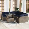 vidaXL Garden Sofa Set with Cushion 9 pcs Grey Poly rattan