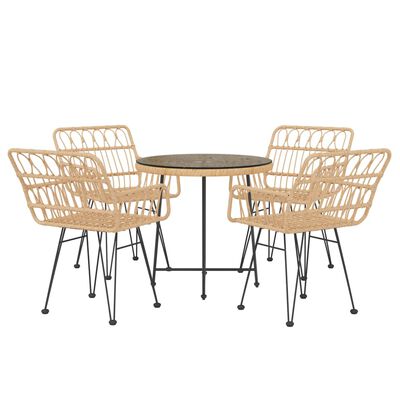 vidaXL 5 Piece Garden Dining Set Poly Rattan