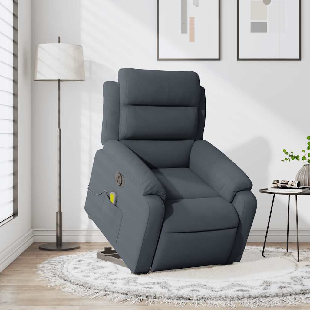 vidaXL Electric Stand up Massage Recliner Chair Dark Grey Velvet