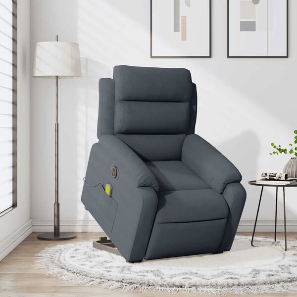 vidaXL Electric Stand up Massage Recliner Chair Dark Grey Velvet