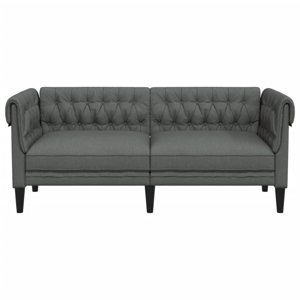 vidaXL Chesterfield Sofa 2-Seater Dark Grey Fabric
