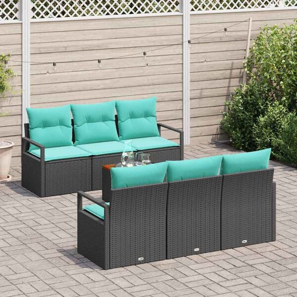 vidaXL Garden Sofa Set 7 pcs Black and turquoise