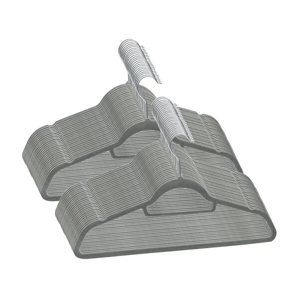 vidaXL 50 pcs Clothes Hanger Set Anti-slip Grey Velvet