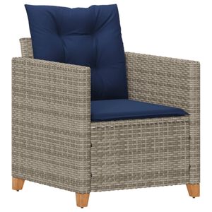 vidaXL Garden Chair with Cushions Grey Poly Rattan