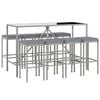vidaXL 9 Piece Garden Bar Set with Cushions Grey Poly Rattan