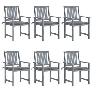 vidaXL Garden Chairs with Cushions 6 pcs Solid Wood Acacia Grey