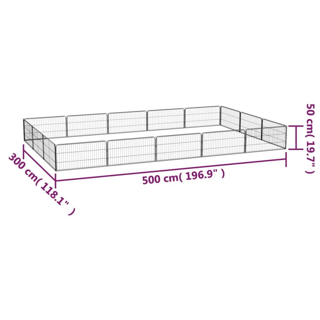 vidaXL 16-Panel Dog Playpen Black 100x50 cm Powder-coated Steel