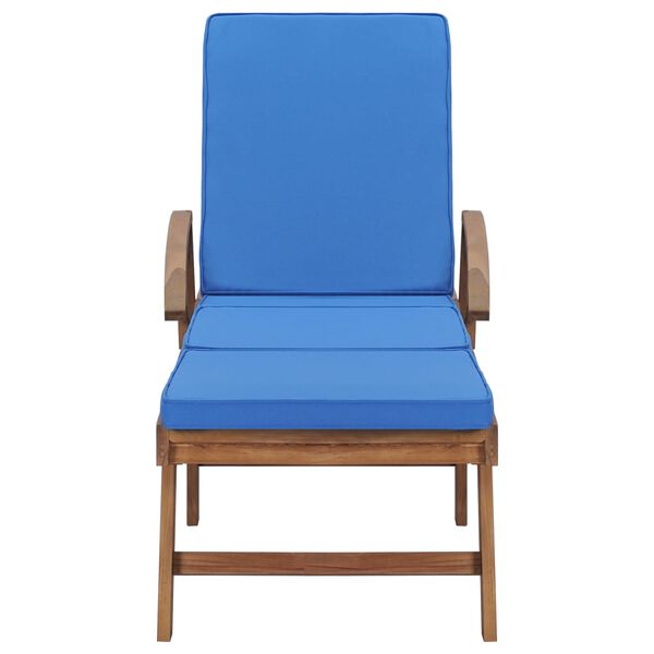 vidaXL Sun Loungers with Cushions 2 pcs Solid Teak Wood Blue