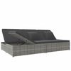 vidaXL Convertible Sun Bed with Cushions Poly Rattan Dark Grey