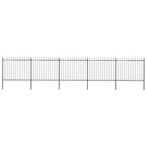 vidaXL Garden Fence with Spear Top Steel 892.5x150 cm Black
