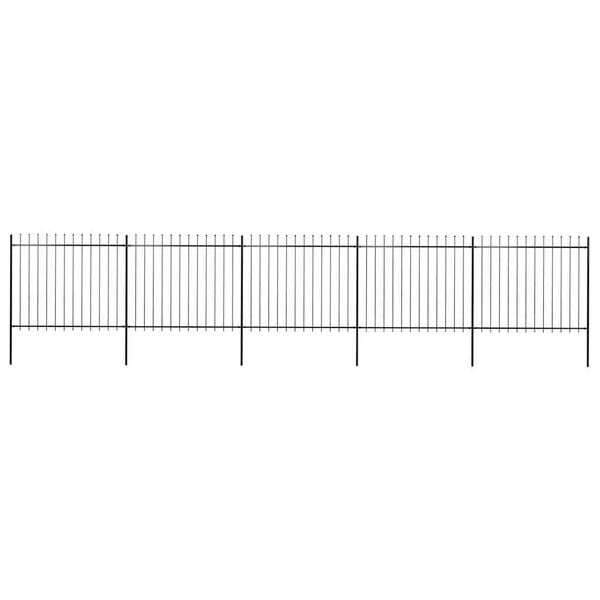 vidaXL Garden Fence with Spear Top Steel 892.5x150 cm Black