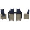 vidaXL Garden Dining Set with Cushion 7 pcs Black Poly Rattan