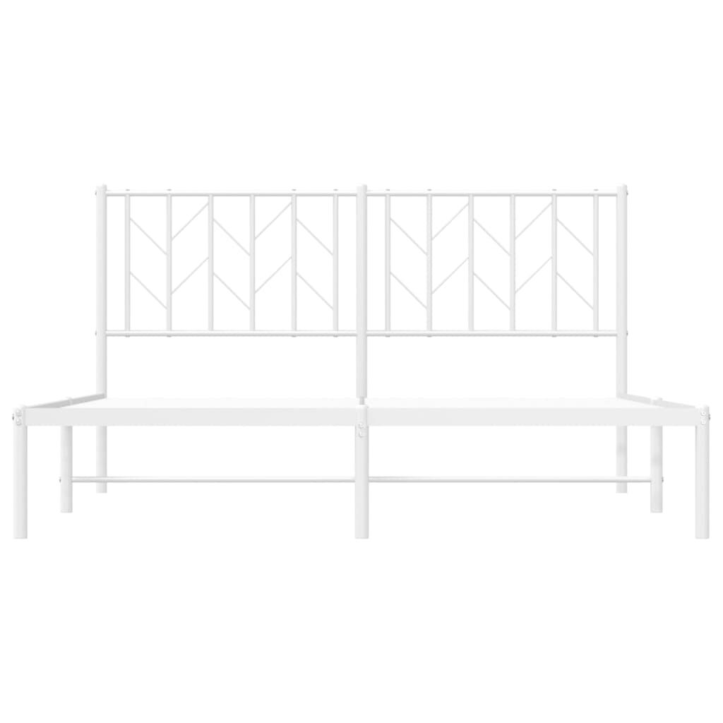 vidaXL Metal Bed Frame without Mattress with Headboard White 150x200cm